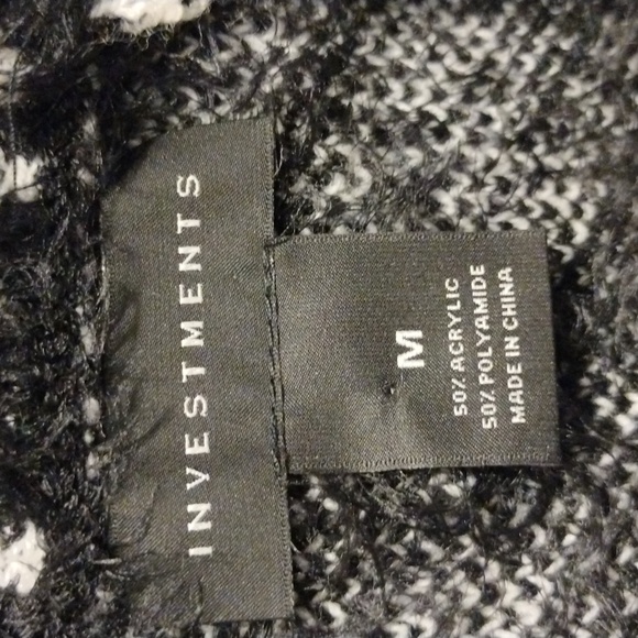 Warm fuzzy soft boho shaggy black white stretch weave knit sweater Fringe vest - Picture 7 of 7